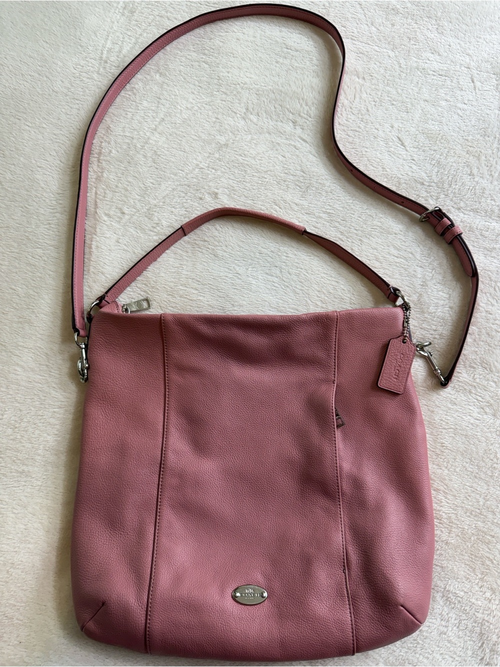 Coach Isabelle Shadow Rose Mauve Pink Pebbled Leather Crossbody Handbag F34511 - Picture 2 of 16